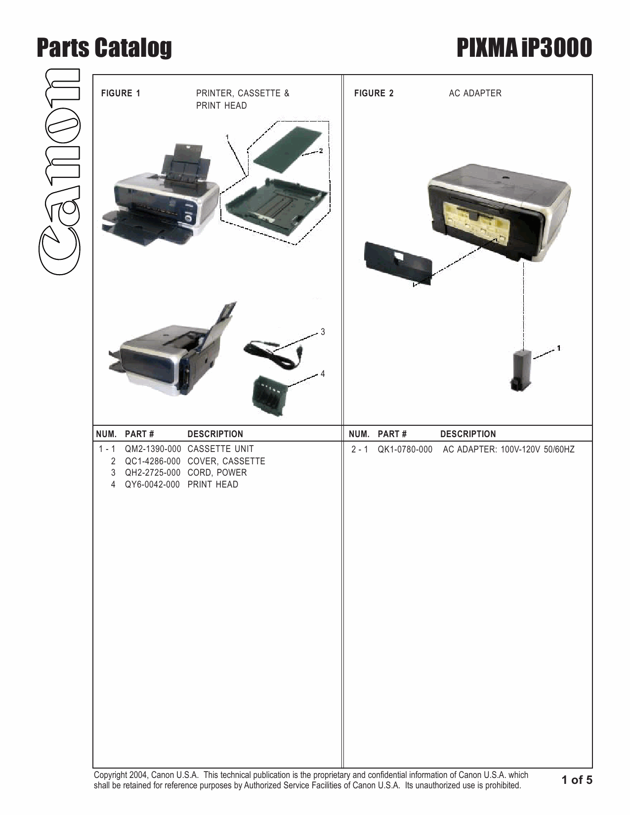 Canon PIXMA iP3000 Parts Catalog-2